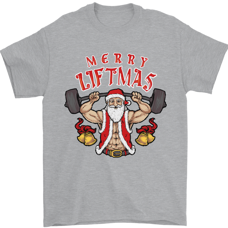 Merry Liftmas Mens T-Shirt Cotton Gildan Sports Grey