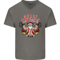 Merry Liftmas Mens V-Neck Cotton T-Shirt Charcoal