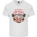 Merry Liftmas Mens V-Neck Cotton T-Shirt White