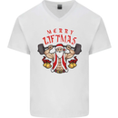 Merry Liftmas Mens V-Neck Cotton T-Shirt White