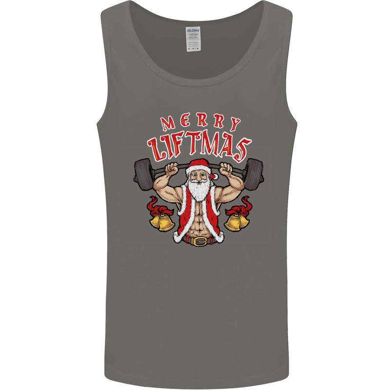 Merry Liftmas Mens Vest Tank Top Charcoal