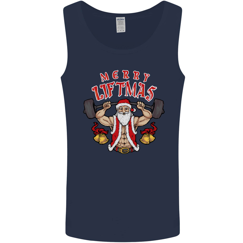 Merry Liftmas Mens Vest Tank Top Navy Blue