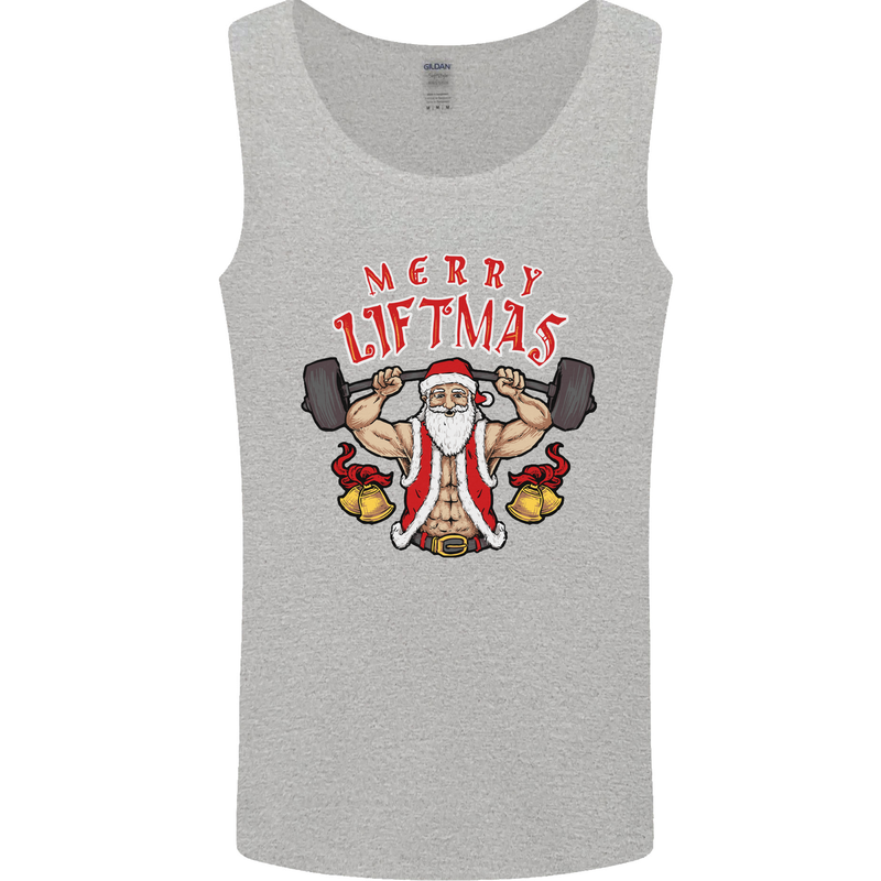 Merry Liftmas Mens Vest Tank Top Sports Grey