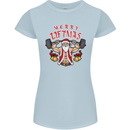 Merry Liftmas Womens Petite Cut T-Shirt Light Blue