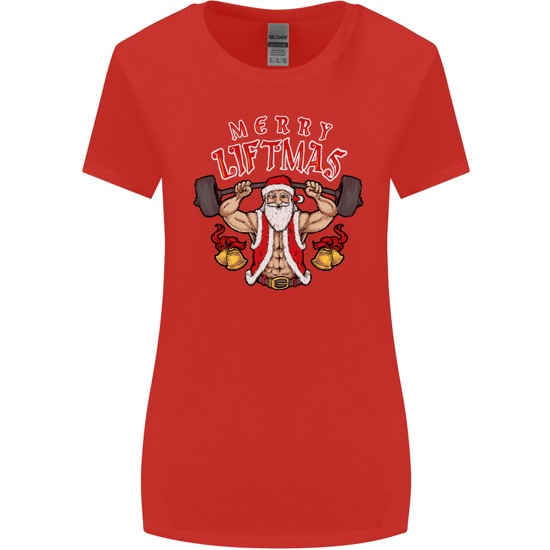 Merry Liftmas Womens Wider Cut T-Shirt Red