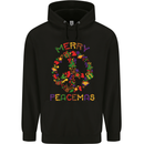 Merry Peacemas Christmas Peace Wreath Childrens Kids Hoodie Black