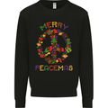 Merry Peacemas Christmas Peace Wreath Kids Sweatshirt Jumper Black