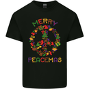 Merry Peacemas Christmas Peace Wreath Kids T-Shirt Childrens Black