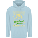 Merry Puggin' Christmas Funny Pug Childrens Kids Hoodie Light Blue