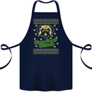 Merry Puggin' Christmas Funny Pug Cotton Apron 100% Organic Navy Blue