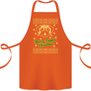 Merry Puggin' Christmas Funny Pug Cotton Apron 100% Organic Orange