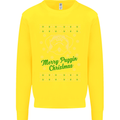 Merry Puggin' Christmas Funny Pug Kids Sweatshirt Jumper Yellow