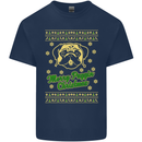 Merry Puggin' Christmas Funny Pug Kids T-Shirt Childrens Navy Blue
