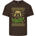 Merry Puggin' Christmas Funny Pug Mens Cotton T-Shirt Tee Top Dark Chocolate