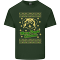 Merry Puggin' Christmas Funny Pug Mens Cotton T-Shirt Tee Top Forest Green
