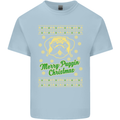 Merry Puggin' Christmas Funny Pug Mens Cotton T-Shirt Tee Top Light Blue