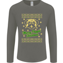 Merry Puggin' Christmas Funny Pug Mens Long Sleeve T-Shirt Charcoal