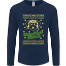 Merry Puggin' Christmas Funny Pug Mens Long Sleeve T-Shirt Navy Blue