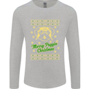 Merry Puggin' Christmas Funny Pug Mens Long Sleeve T-Shirt Sports Grey