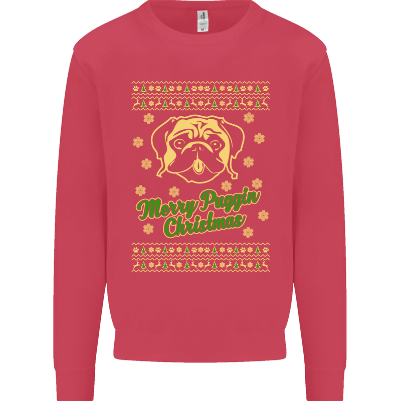 Merry Puggin' Christmas Funny Pug Mens Sweatshirt Jumper Heliconia
