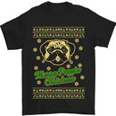 Merry Puggin' Christmas Funny Pug Mens T-Shirt Cotton Gildan Black