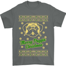 Merry Puggin' Christmas Funny Pug Mens T-Shirt Cotton Gildan Charcoal