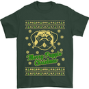 Merry Puggin' Christmas Funny Pug Mens T-Shirt Cotton Gildan Forest Green