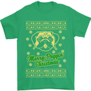 Merry Puggin' Christmas Funny Pug Mens T-Shirt Cotton Gildan Irish Green