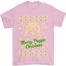 Merry Puggin' Christmas Funny Pug Mens T-Shirt Cotton Gildan Light Pink