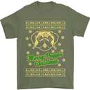 Merry Puggin' Christmas Funny Pug Mens T-Shirt Cotton Gildan Military Green