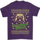 Merry Puggin' Christmas Funny Pug Mens T-Shirt Cotton Gildan Purple