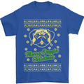 Merry Puggin' Christmas Funny Pug Mens T-Shirt Cotton Gildan Royal Blue