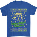 Merry Puggin' Christmas Funny Pug Mens T-Shirt Cotton Gildan Royal Blue