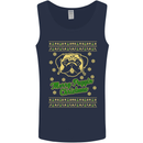 Merry Puggin' Christmas Funny Pug Mens Vest Tank Top Navy Blue