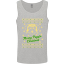 Merry Puggin' Christmas Funny Pug Mens Vest Tank Top Sports Grey