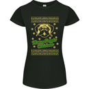 Merry Puggin' Christmas Funny Pug Womens Petite Cut T-Shirt Black