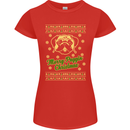 Merry Puggin' Christmas Funny Pug Womens Petite Cut T-Shirt Red