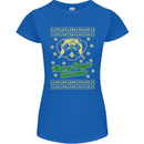 Merry Puggin' Christmas Funny Pug Womens Petite Cut T-Shirt Royal Blue