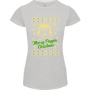 Merry Puggin' Christmas Funny Pug Womens Petite Cut T-Shirt Sports Grey