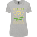 Merry Puggin' Christmas Funny Pug Womens Wider Cut T-Shirt Sports Grey