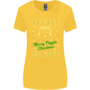 Merry Puggin' Christmas Funny Pug Womens Wider Cut T-Shirt Yellow