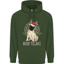 Merry Pugmas Funny Christmas Pug Childrens Kids Hoodie Forest Green