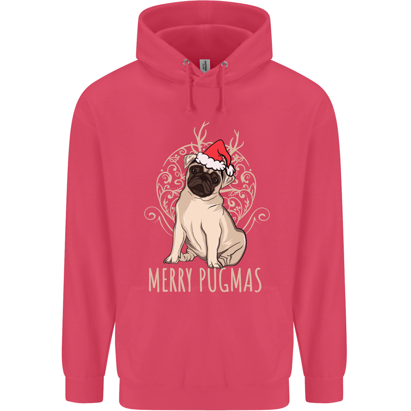 Merry Pugmas Funny Christmas Pug Childrens Kids Hoodie Heliconia