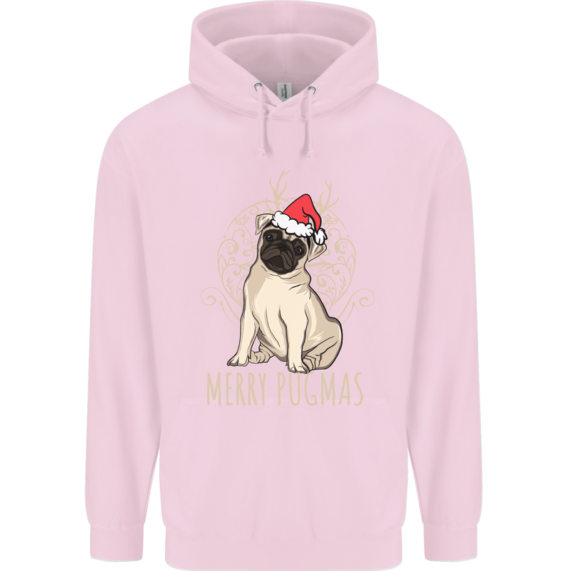 Merry Pugmas Funny Christmas Pug Childrens Kids Hoodie Light Pink