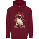 Merry Pugmas Funny Christmas Pug Childrens Kids Hoodie Maroon