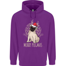 Merry Pugmas Funny Christmas Pug Childrens Kids Hoodie Purple