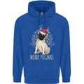 Merry Pugmas Funny Christmas Pug Childrens Kids Hoodie Royal Blue