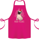 Merry Pugmas Funny Christmas Pug Cotton Apron 100% Organic Pink