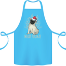Merry Pugmas Funny Christmas Pug Cotton Apron 100% Organic Turquoise