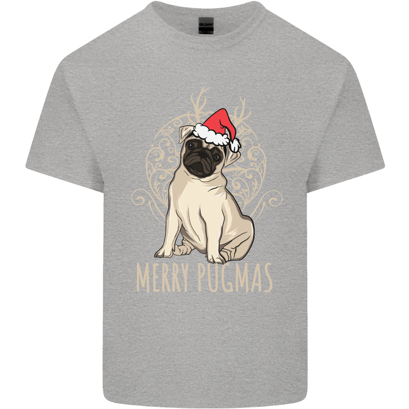Merry Pugmas Funny Christmas Pug Kids T-Shirt Childrens Sports Grey